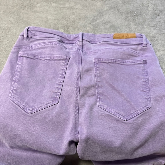 Zara Purple Pants Skinny Jeans Raw Hem Distressed Lilac Denim Low Rise Women's 8 - Picture 6 of 9